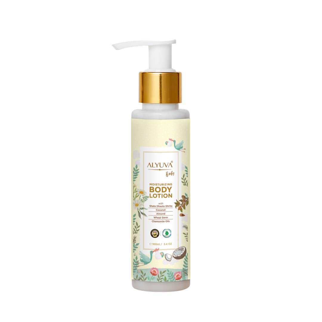 Alyuva Baby Moisturizing Lotion 100ml - Hypoallergenic & Fragrance-Free for Sensitive Skin - Perfect for Daily Baby Care & Newborn Massage