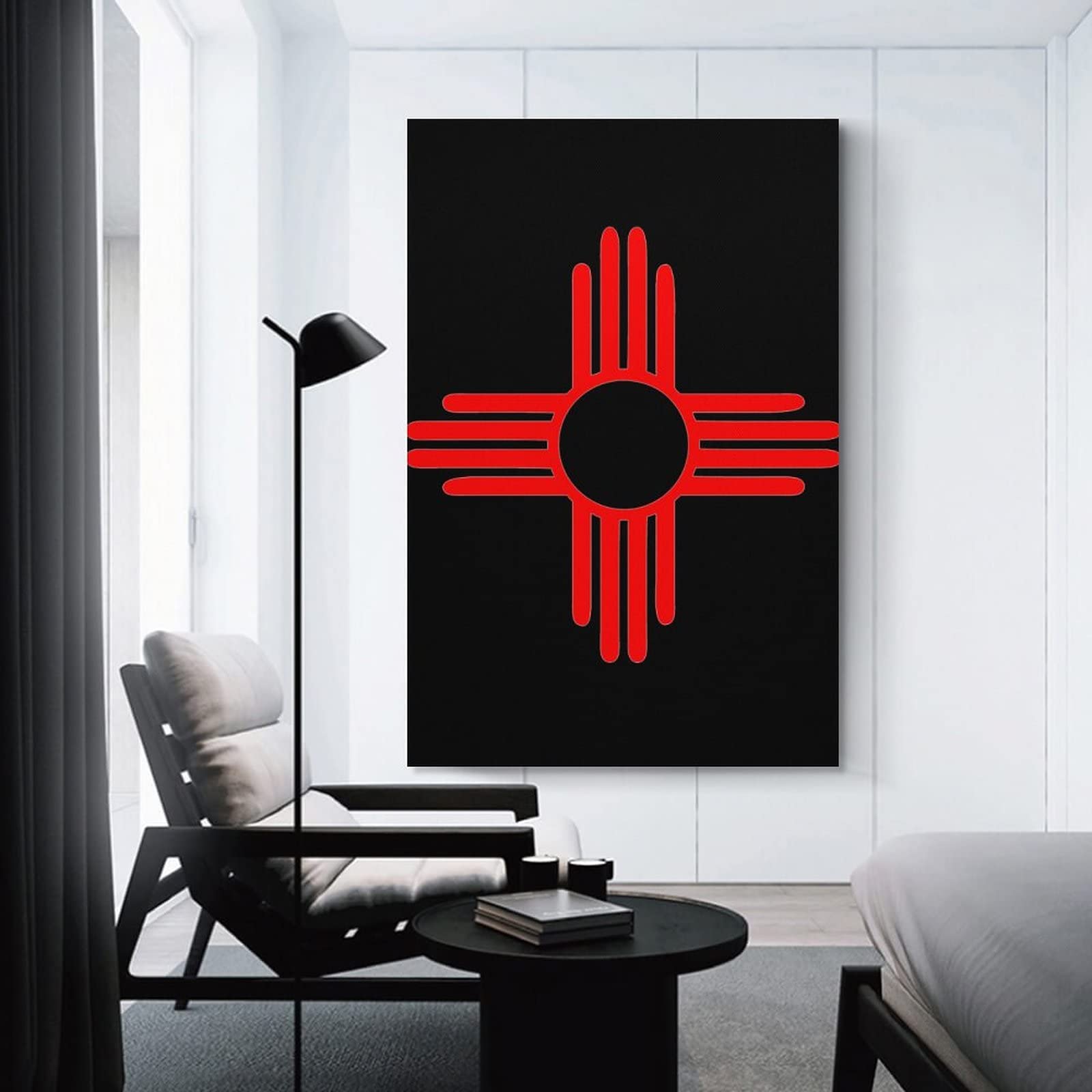 New Mexico Sun Zia Printed Painting - Modern Vertical Wall Art for Bedroom & Home Decor - Perfect for Southwestern Style Living Rooms, Offices & Gifts