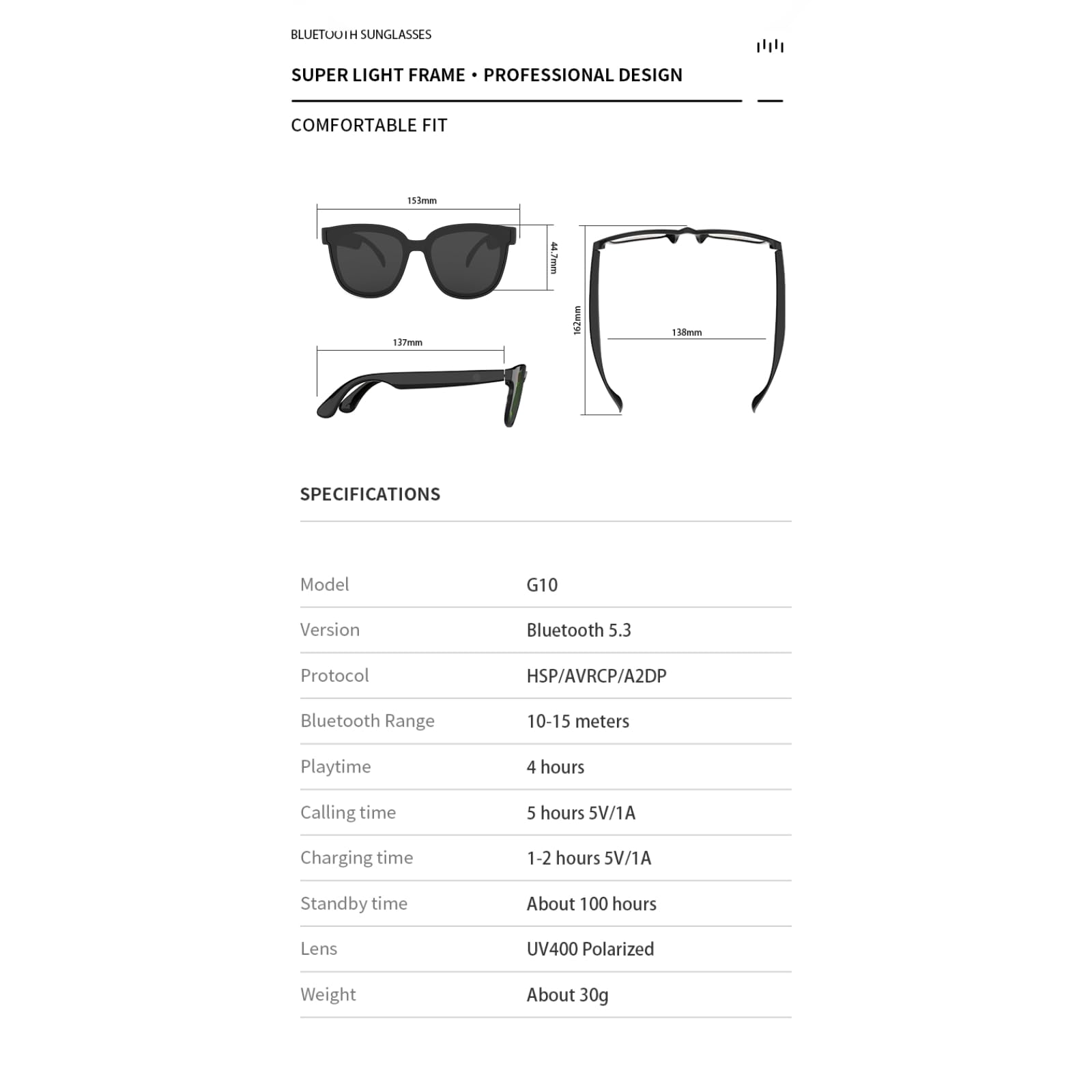 Smart Glasses with Wireless Bluetooth, Built-in Mic & Speakers, Voice Assistant, UV Protection Sunglasses - Perfect for Driving, Running & Outdoor Activities
