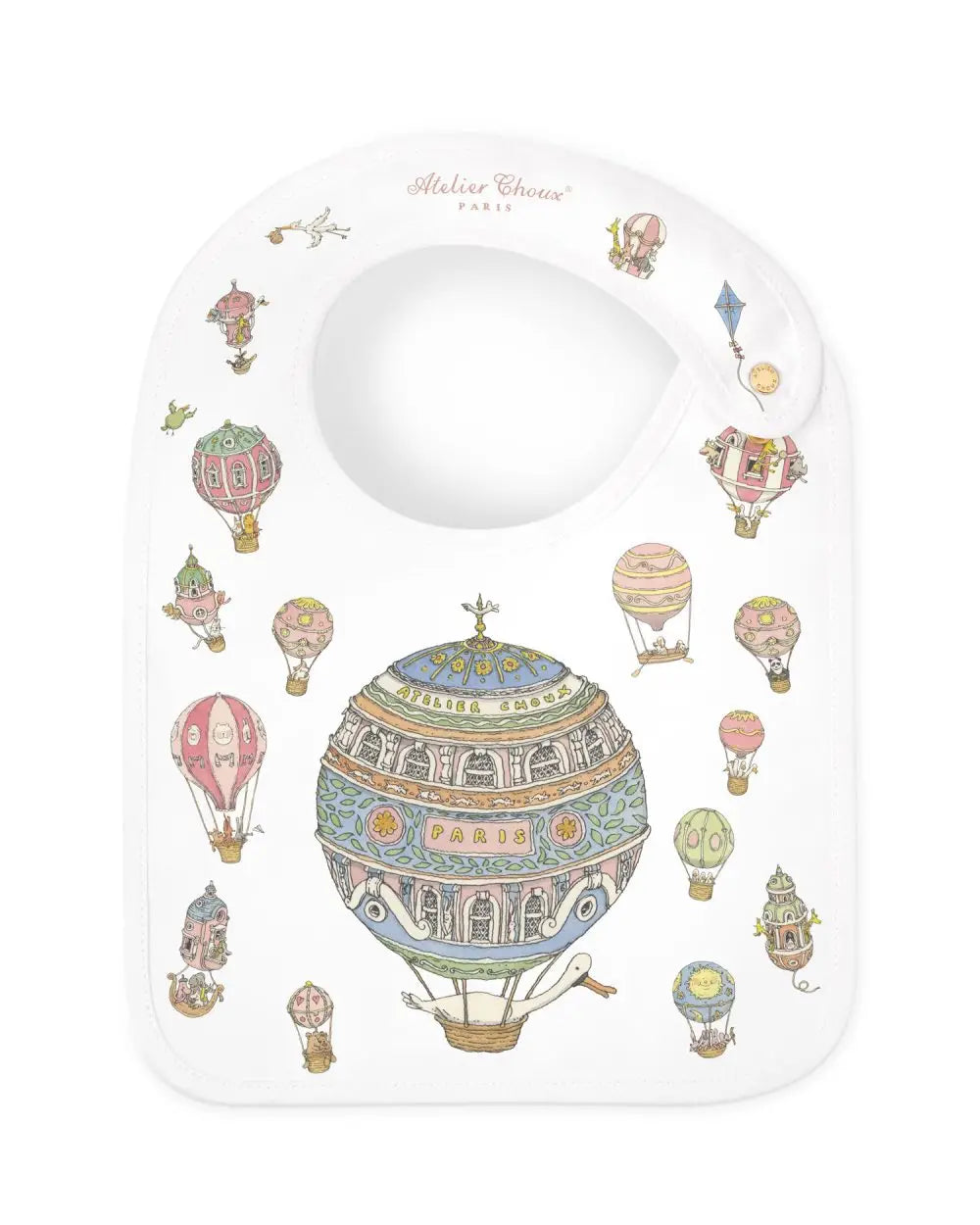 Luxury Hot Air Balloon Satin Bib by Atelier Choux - Perfect for Baby Showers, Christenings & Special Occasions