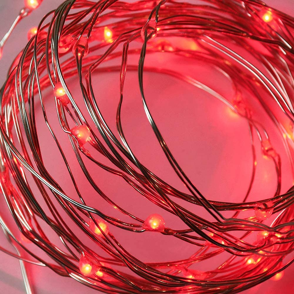 2 Pack Solar Powered Fairy String Lights Outdoor Waterproof - 8 Modes Twinkle Christmas Decorations - 33ft-100LED, 40ft-120LED, 66ft-200LED, 80ft-240LED (Red, 66ft) - Perfect for Garden, Patio, Wedding, Party & Holiday Decor