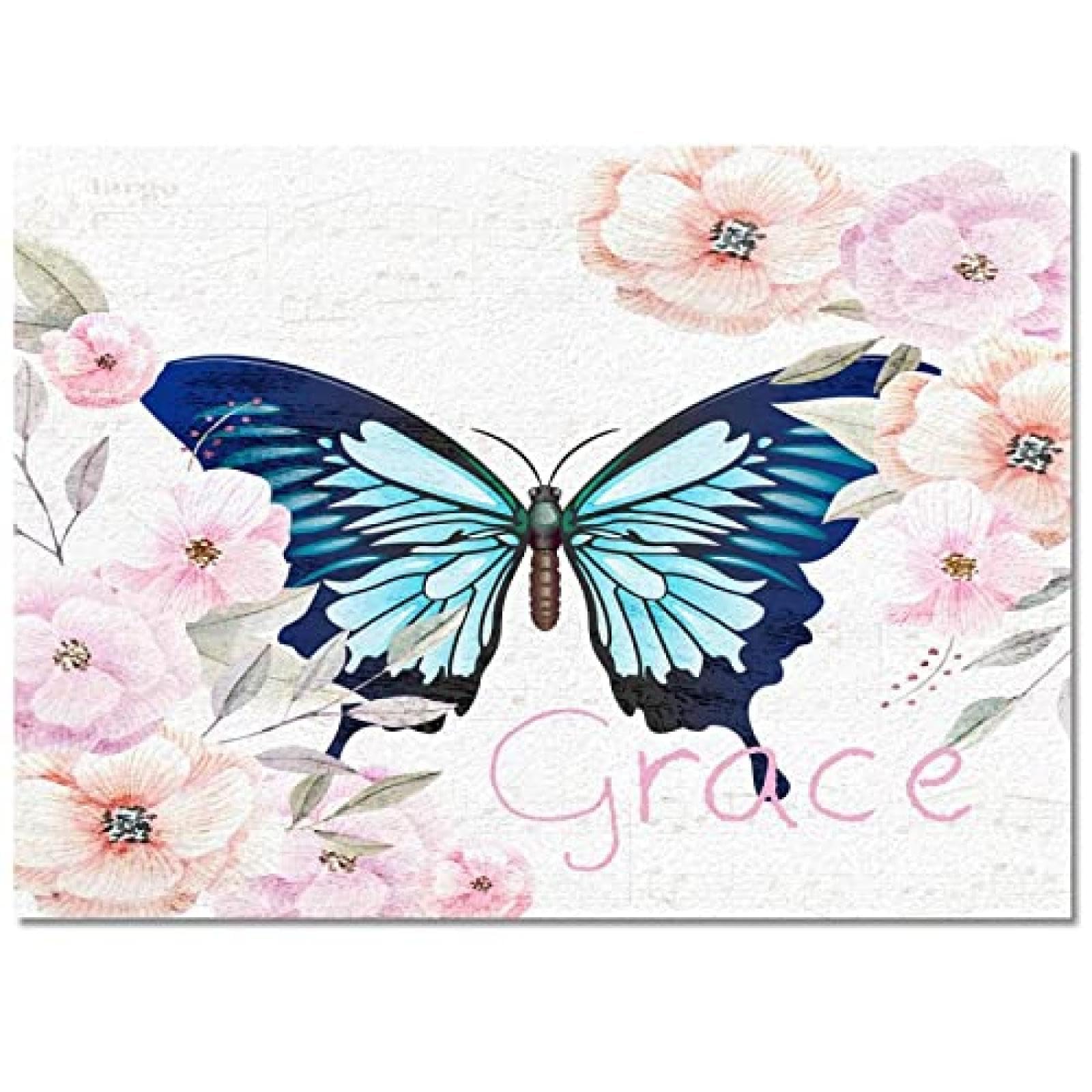 Nordic Blue Butterfly Girls Room Rug - Modern Pink Flower Bedroom Carpet with Non-Slip Backing | Low Pile Washable Durable Floor Mat for Living Room, Entryway, Office, Porch & Nursery (6x8ft) | Perfect for Kids' Bedroom Decor & Cozy Home Accents