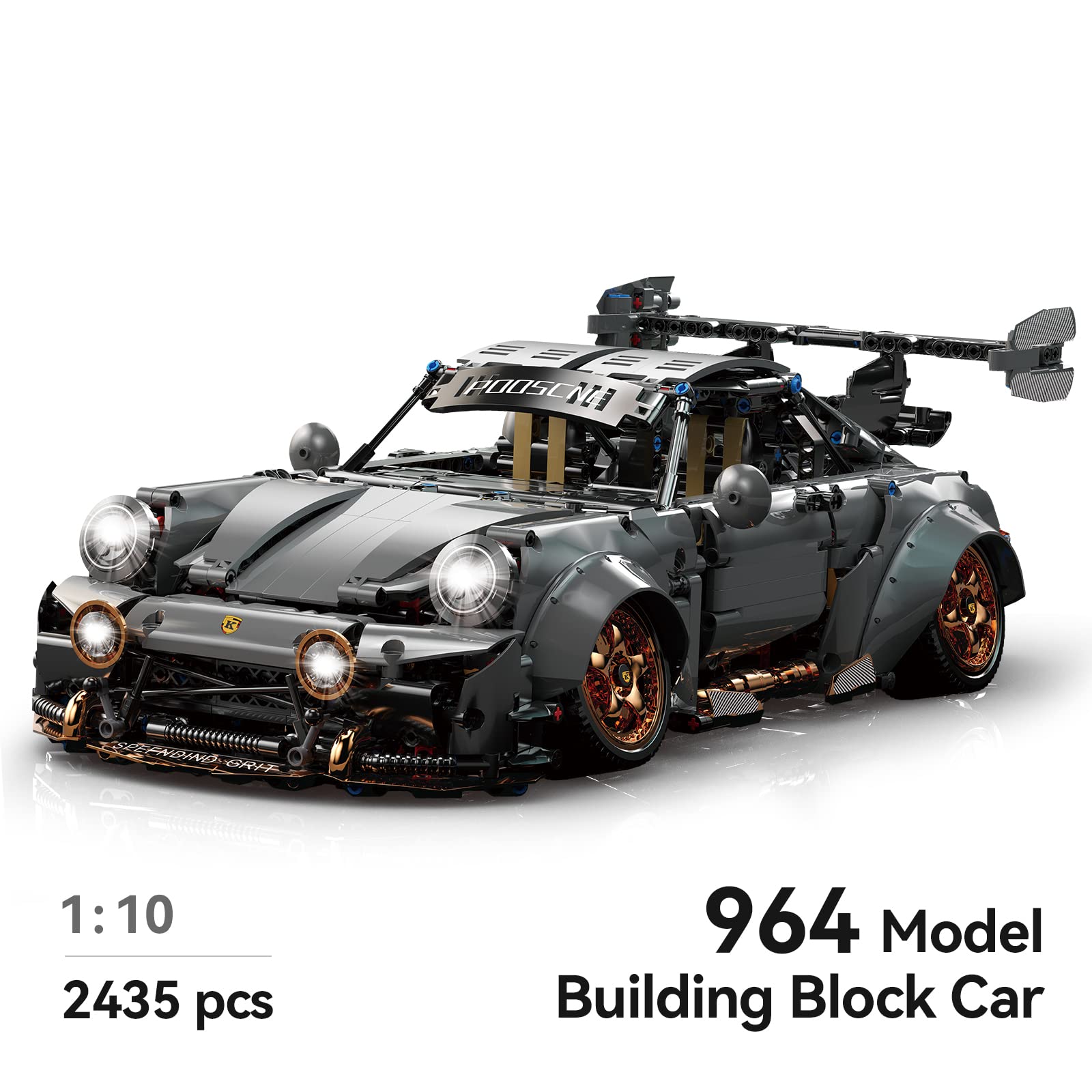 ZYLEGEN Race Car Building Toy Set - 300+ Pieces, Collectible Model Building Kit for Boys, Girls & Teens - Creative STEM Educational Toy, Perfect Gift for Motorsport Fans (Gray) - Build Supercars & Sports Cars for Play, Display & Racing Adventures