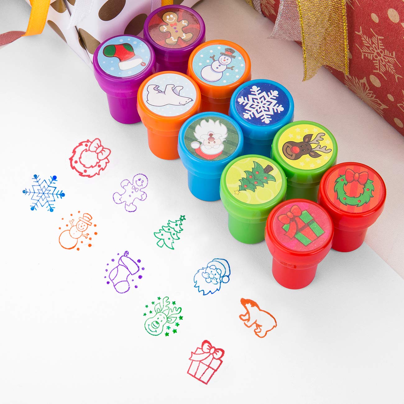 KESOTE Christmas Stamps for Kids - 24pcs Self-Inking Holiday Stampers Set, Fun Christmas Party Favors, Treat Bag Fillers & Stocking Stuffers - Perfect for DIY Cards, Gift Wrapping & Holiday Crafts