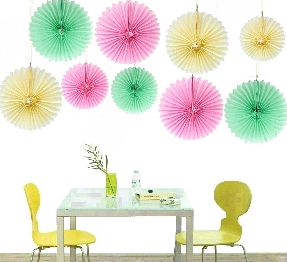 Zorpia® 12-Pack Decorative Paper Fans - 10 & 16 Inch for Party Decor