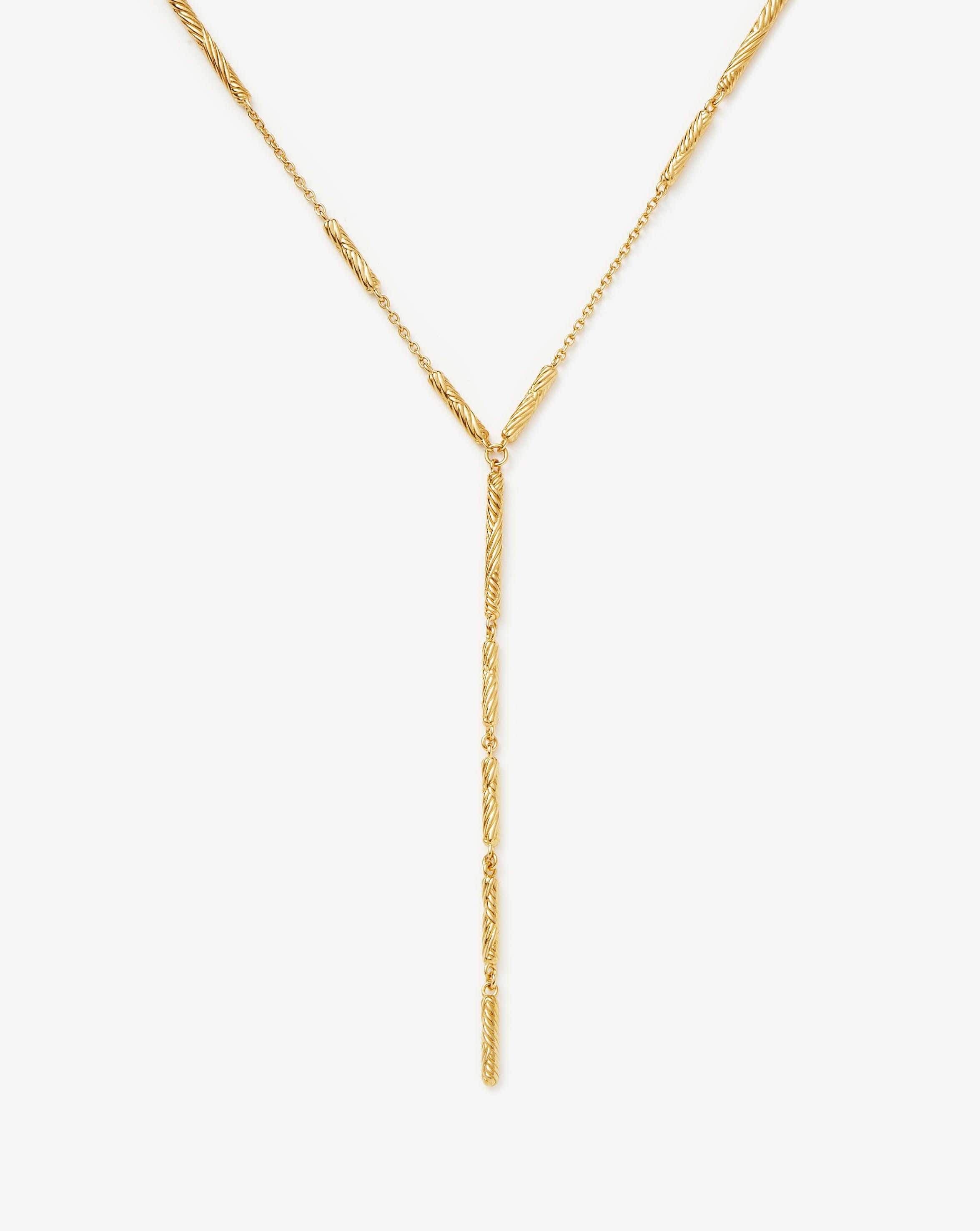 Wavy Ridge Lariat Chain Necklace - Elegant Gold Layered Necklace for Women | Perfect for Date Night, Office Wear & Special Occasions