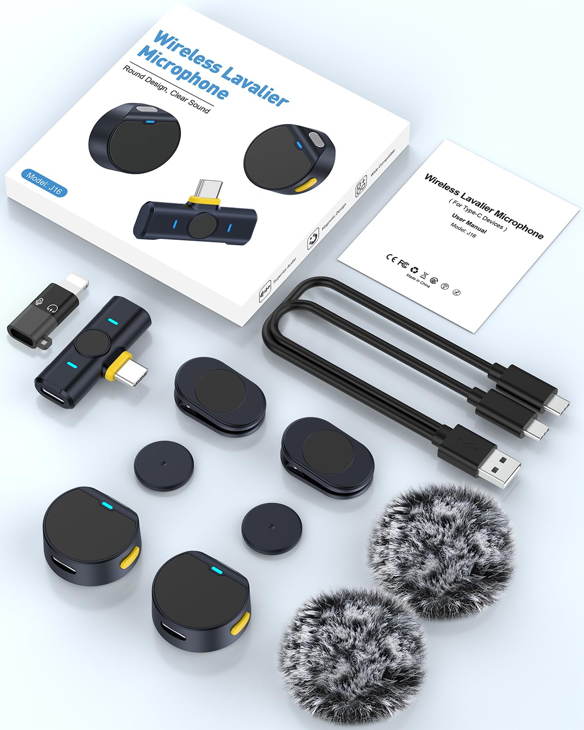 Wireless Lavalier Microphone for iPhone & Android - Mini Clip-On Mic with Noise Cancellation & Magnetic Back Clip - 2-Pack for Vlogging, YouTube Videos, Podcasting & Live Streaming (Perfect for Content Creators, Interviewers & Online Teachers)