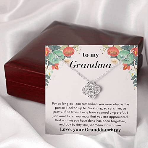 Grandma Necklace - Love Knot Jewelry Gift for Grandmother with Card & Box | Birthday & Special Occasions