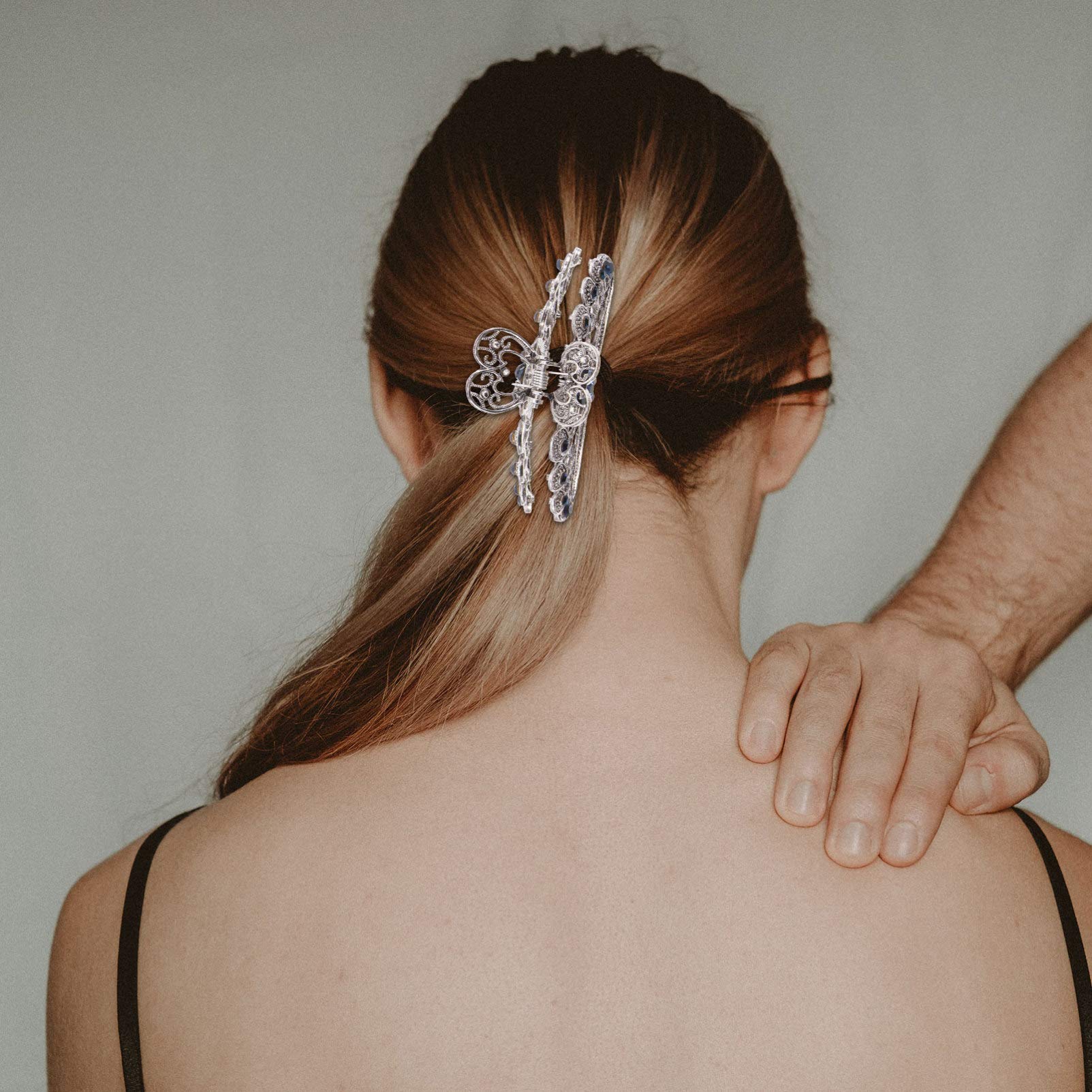 3pcs Rhinestone Hair Claw Clips for Women - Metal French Hair Grip Clips for Thick Hair - Elegant Jaw Headgear with Alloy Rhinestones - Perfect for Parties, Weddings, and Everyday Styling
