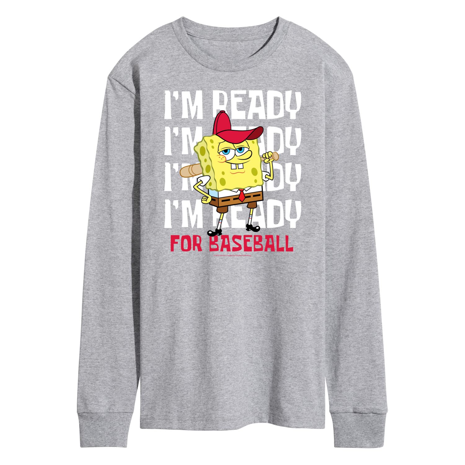 Spongebob Squarepants Baseball Graphic Men's Long Sleeve T-Shirt - Hybrid Apparel - Comfortable Cotton Tee for Casual Wear, Sports & Fan Merchandise