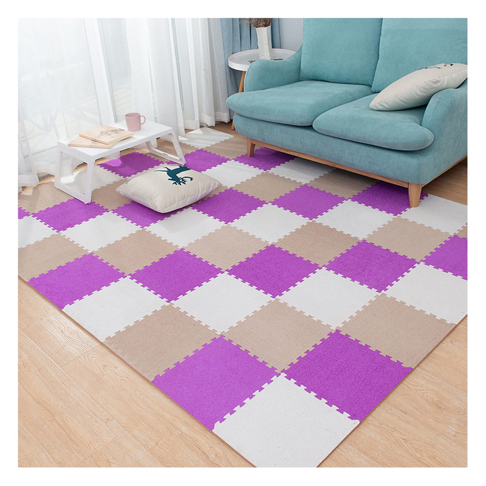 16Pcs Interlocking Foam Floor Mats for Kids - Non-Slip Puzzle Play Mats, Soft Plush Carpet Tiles for Baby Crawling & Playroom - 12x12 Inch (60x60x1cm) Anti-Fall Playmat - Perfect for Nursery, Daycare & Home Gym Floor Protection