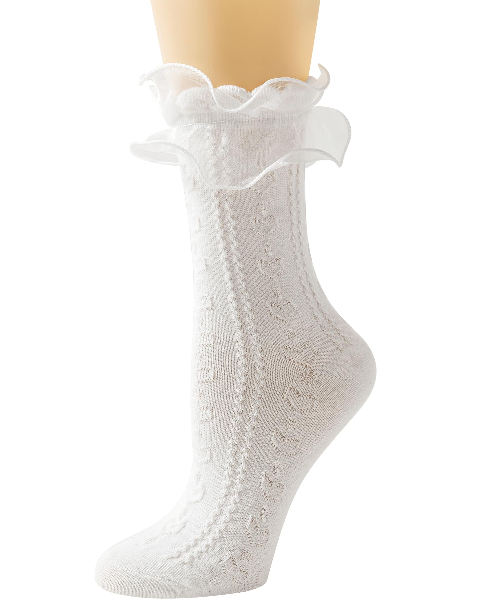 Women's Lace Ruffle Socks - Soft Cotton Frilly Ankle Socks for Ladies & Girls | Cute Lolita Princess Style | Perfect for Cosplay, Tea Parties & Vintage Fashion Outfits