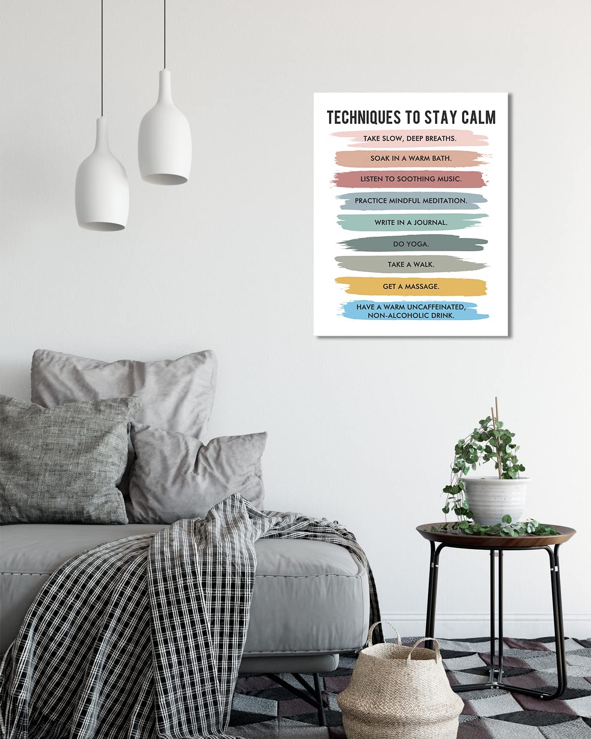 Govivo Mindfulness Wall Art - 16x20 Unframed Therapy Office Decor for Mental Health, Counseling & School Psychologist - Calming Techniques Poster for Stress Relief & Meditation Spaces