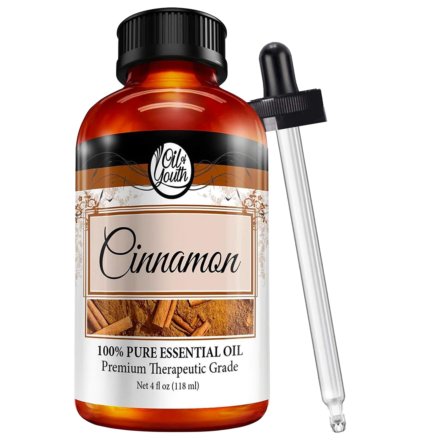 Pure Cinnamon Essential Oil 4 oz - 100% Natural Aromatherapy Oil for Diffusers, Massage & Relaxation - Perfect for Stress Relief, Home Spa & DIY Skincare
