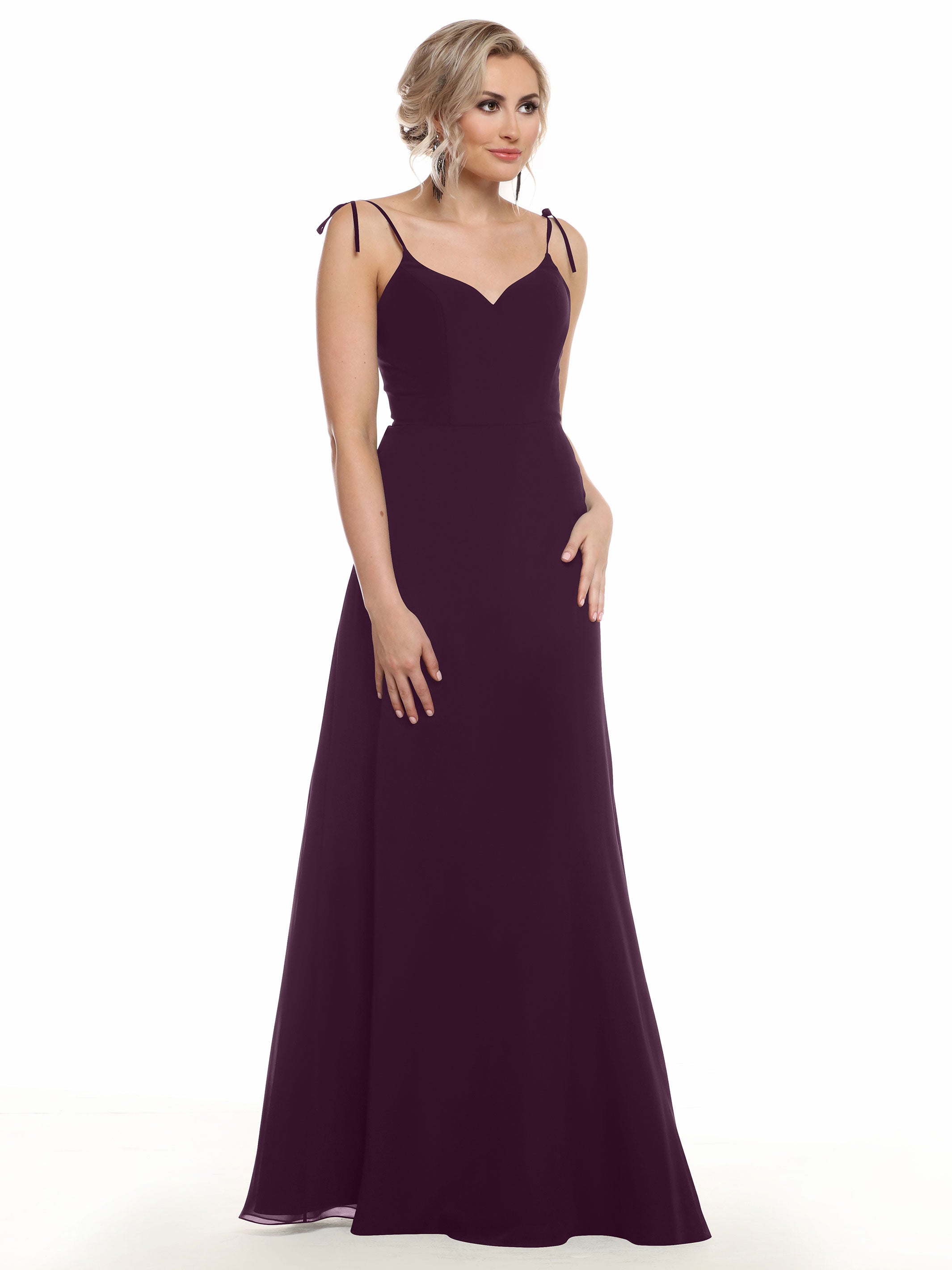 Elegant 80144 Chiffon A-Line Bridesmaid Dress with V-Neck & Spaghetti Straps - Perfect for Weddings, Formal Events & Special Occasions