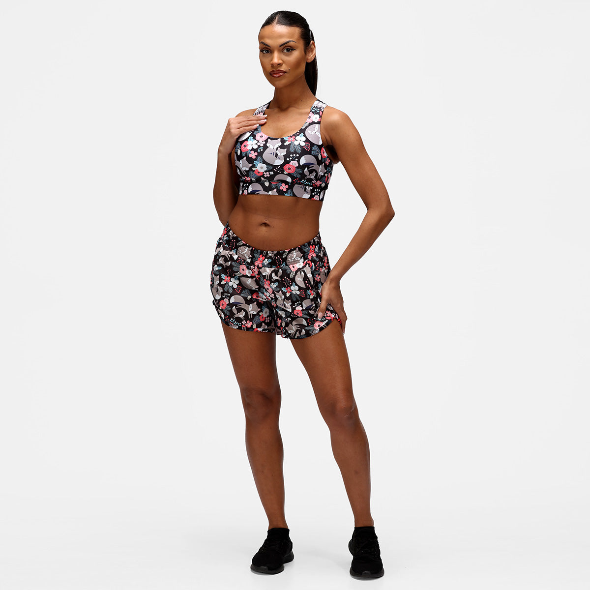 Foxy Floral Loose Fit Workout Shorts for Women - Comfortable Yoga Running Gym Athletic Shorts - Perfect for Yoga, Running, and Gym Workouts