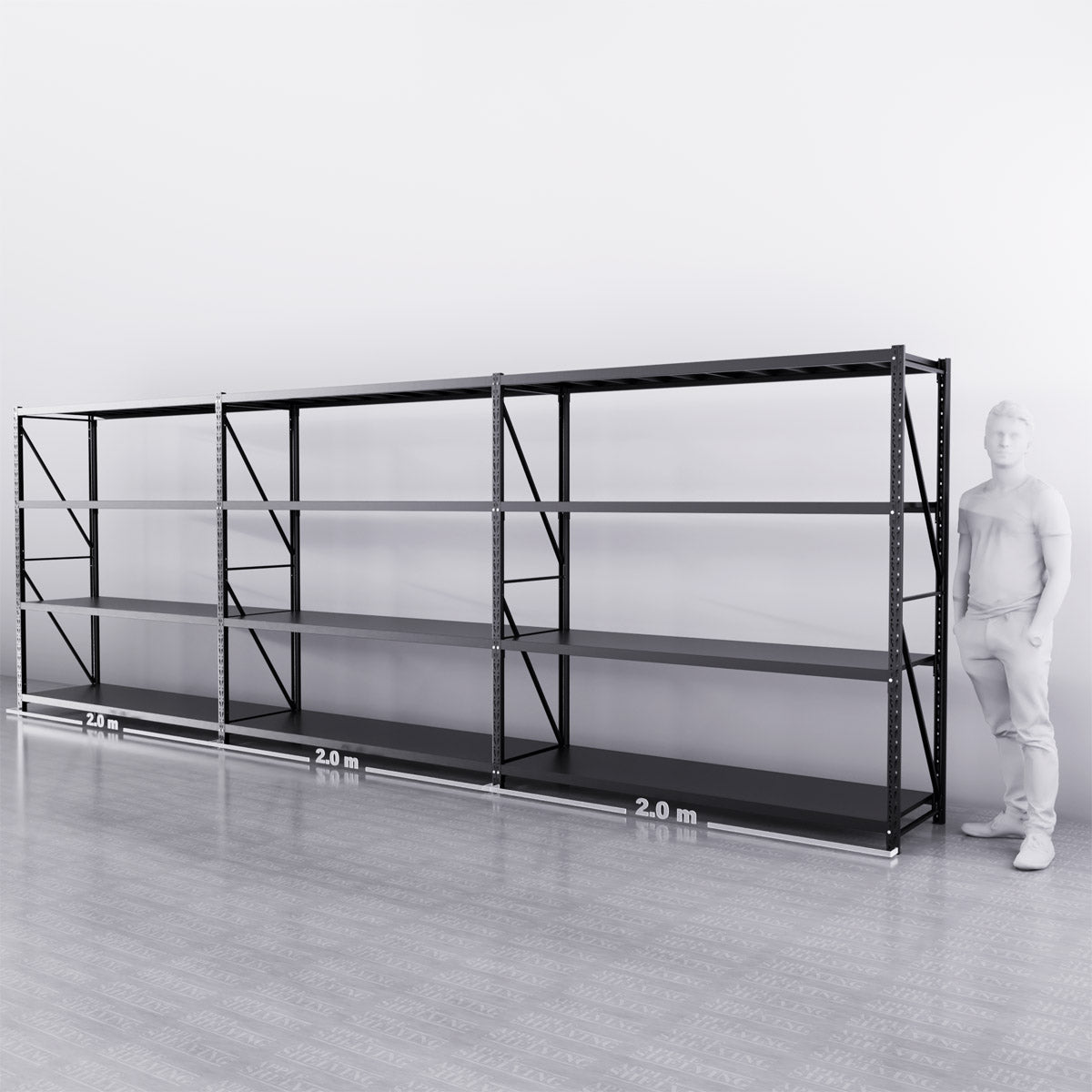 6ft x 6.5ft x 2ft Heavy Duty Steel Connecting Shelving Unit - 5300 lbs Capacity, Adjustable Storage Rack for Warehouse, Garage, Retail Store Organization