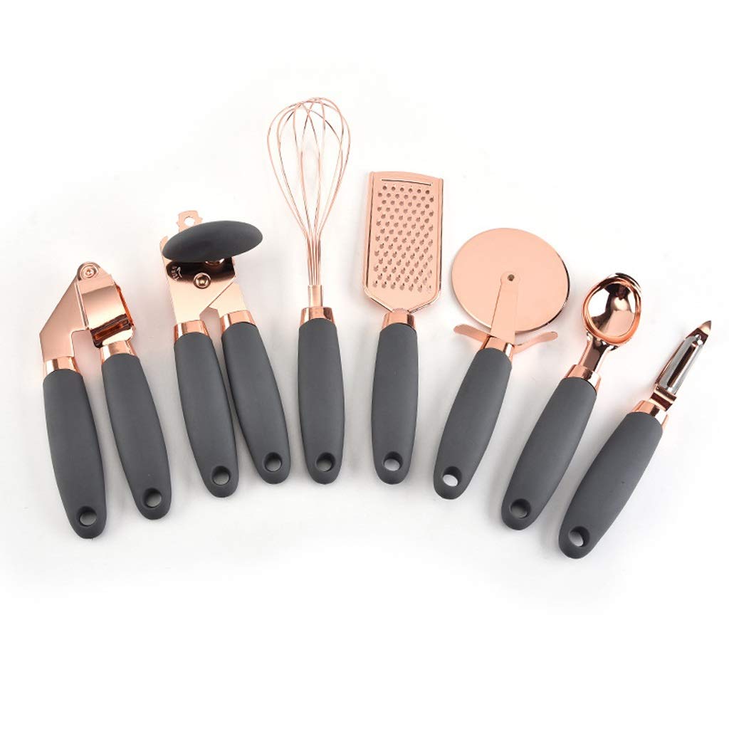 7-Piece Stainless Steel Kitchen Utensil Set - Baking Tools, Ice Cream Spoon, Garlic Press, Cheese Grater & Whisk for Cooking & Baking | Perfect for Home Chefs & Baking Enthusiasts