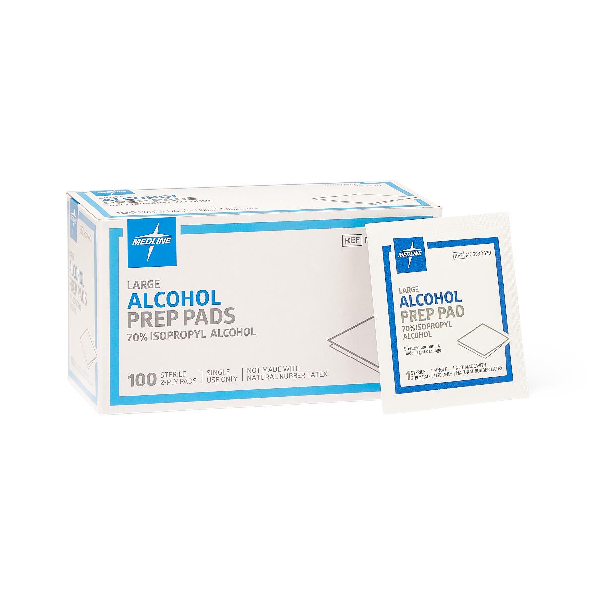 Large Sterile Alcohol Prep Pads - 100 Count | Medical Grade Disinfecting Wipes for First Aid, Injection Sites & Wound Care | Ideal for Hospitals, Clinics & Home First Aid Kits