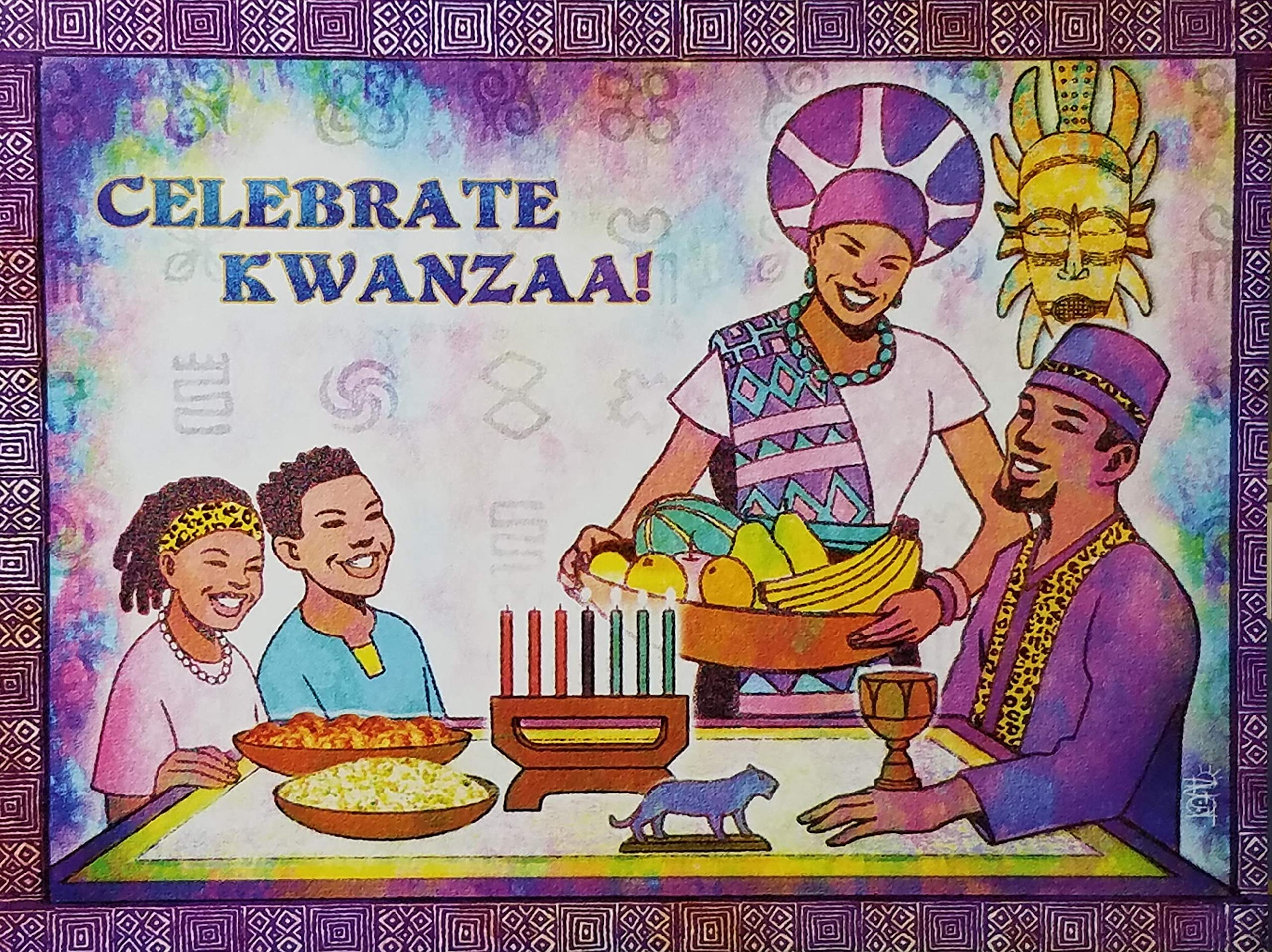 Kwanzaa Celebration Greeting Cards - Box of 15 Cards with Envelopes | Holiday Cards for African American Cultural Festivals & Family Gatherings