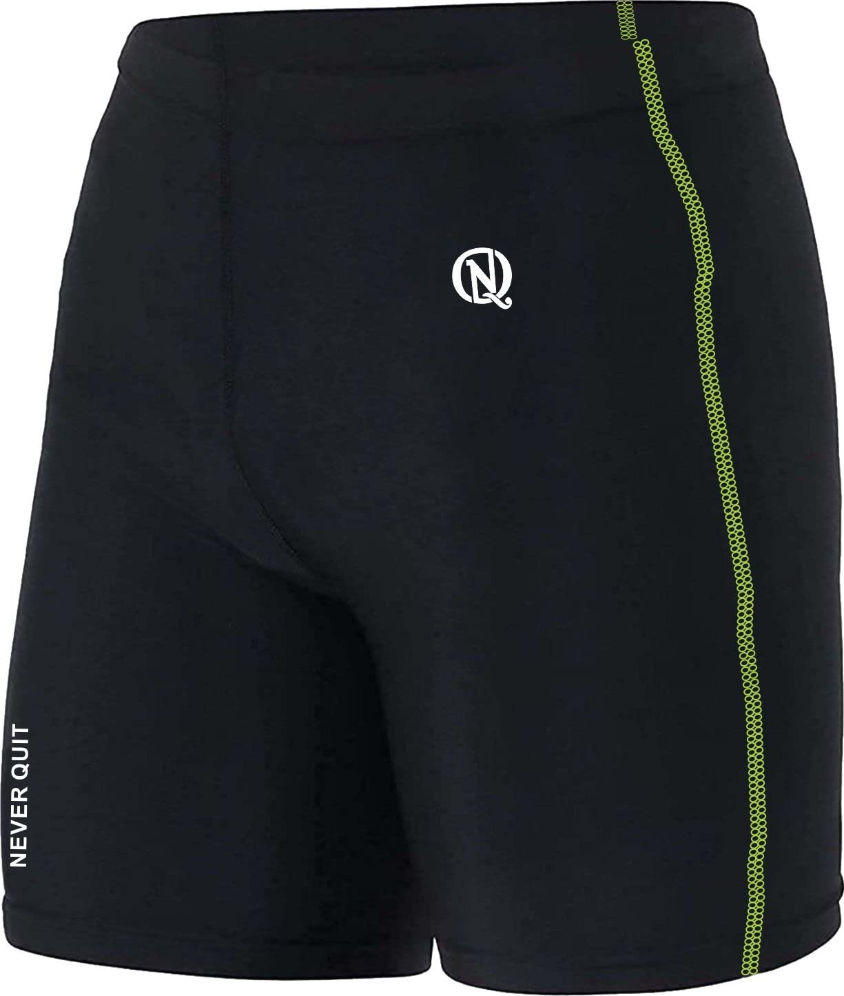 NEVER QUIT Men's Compression Sports Shorts - Breathable Workout Running Shorts with Pockets, Moisture-Wicking Half Tights for Gym, Basketball & Training (Medium, Green) - Perfect for Running, Cycling & High-Intensity Workouts