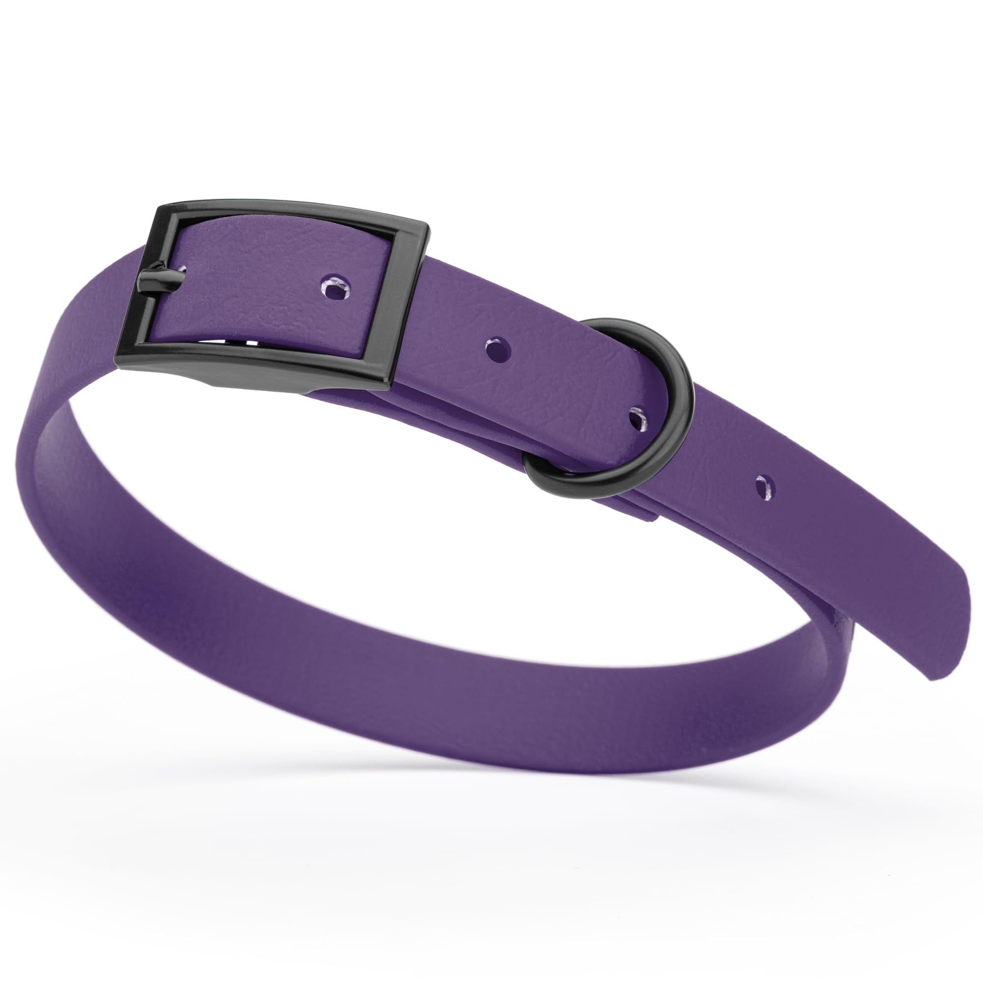 Premium Waterproof Biothane Dog Collar - Heavy Duty Coated Nylon Webbing with Black Hardware | Odor-Resistant, Easy to Clean & Low Maintenance | Perfect for Small, Medium & Large Dogs | Violet Purple | Ideal for Swimming, Hiking & Outdoor Adventures