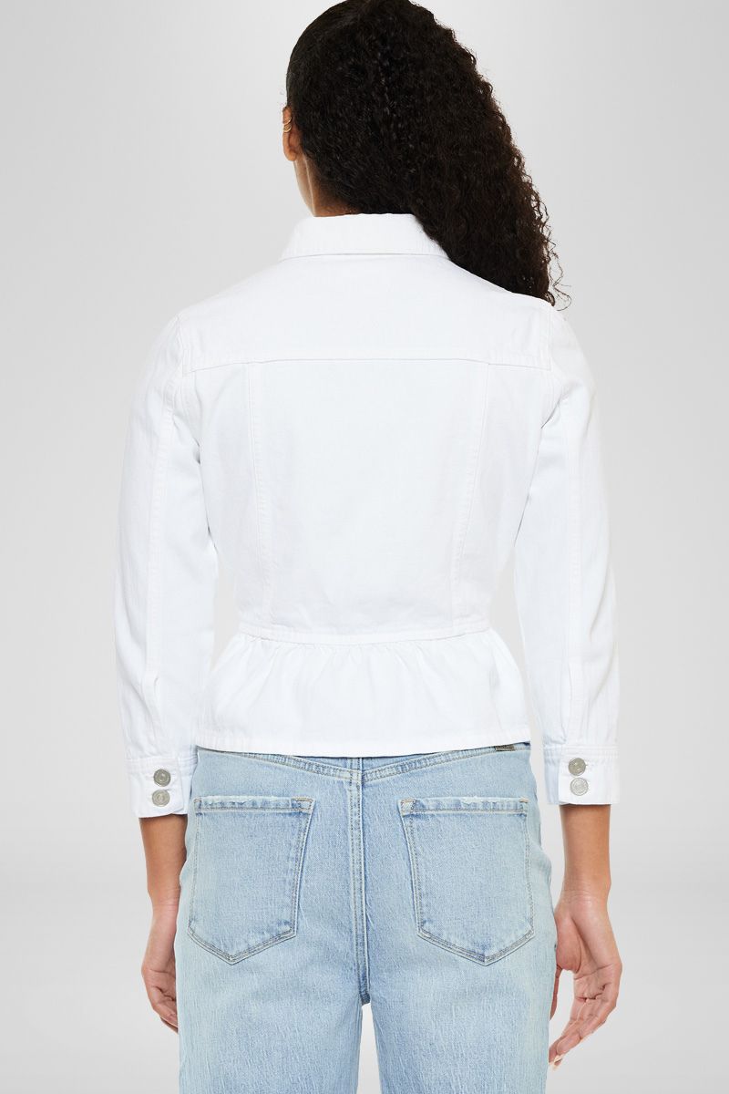 Marilou Peplum Denim Jacket for Women - Stylish Distressed Denim Coat with Ruffled Hem | Perfect for Casual Outings, Date Nights & Spring Layering