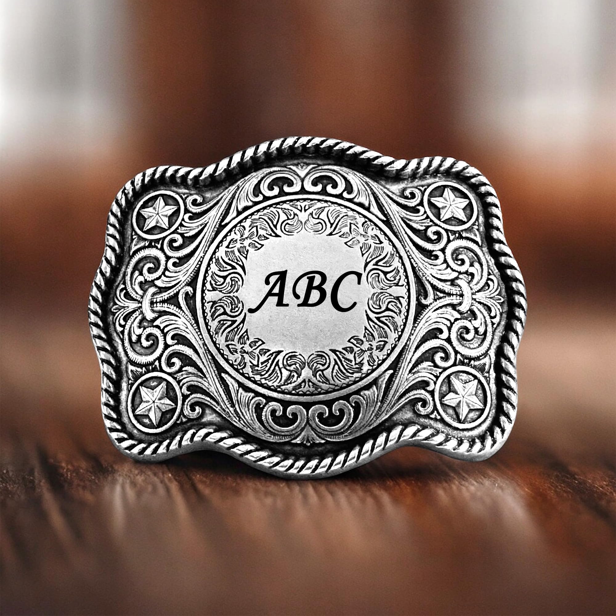Personalized Western Belt Buckles for Men - Custom Cowboy Rodeo Floral Belt Buckle with Removable 1.5
