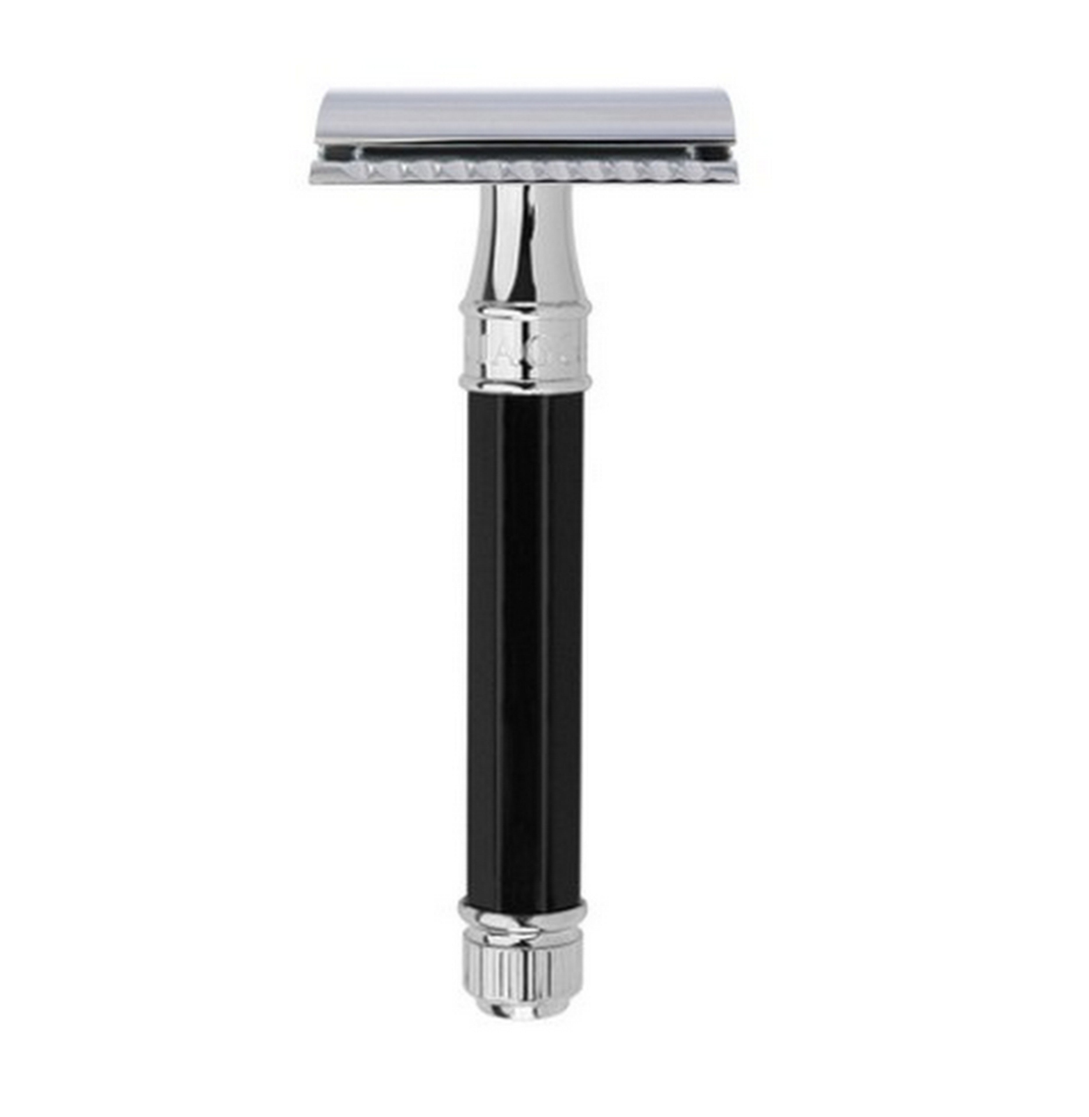 Edwin Jagger DE8 Black Octagonal Double Edge Safety Razor for Men - Classic Wet Shaving with Premium Chrome Finish | Perfect for Gifts & Travel Shaving Kits