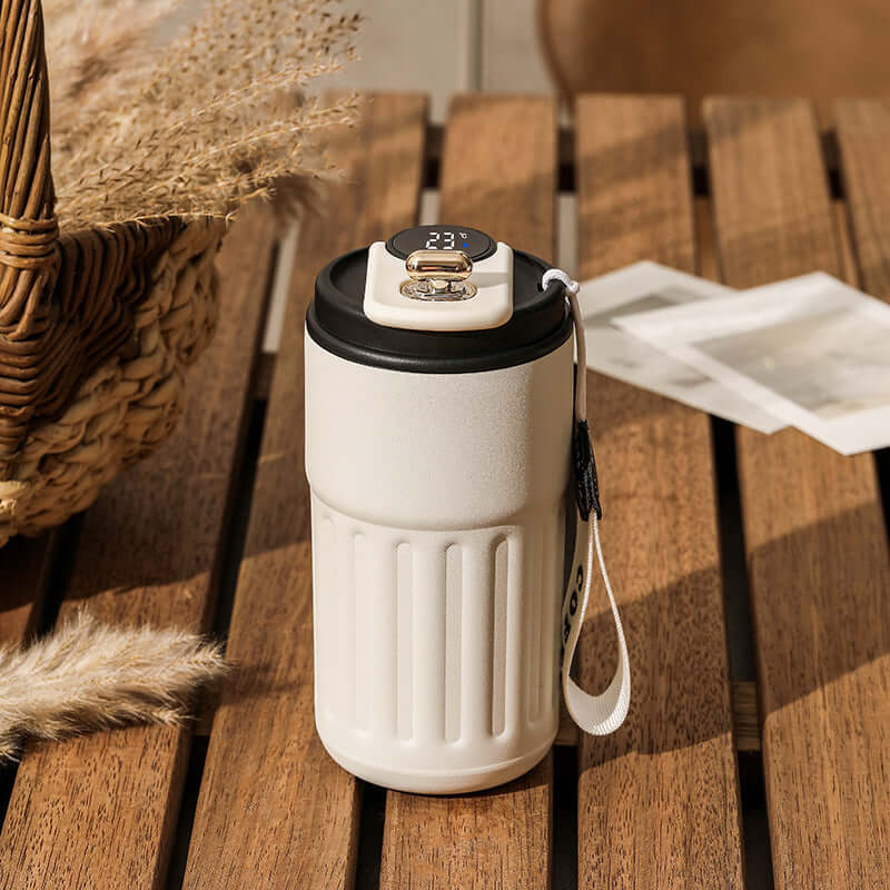 Smart Digital Portable Thermal Coffee Mug - 12oz Stainless Steel Vacuum Insulated Travel Mug with Temperature Display | XJ4806 | Perfect for Office, Commuting & Outdoor Activities