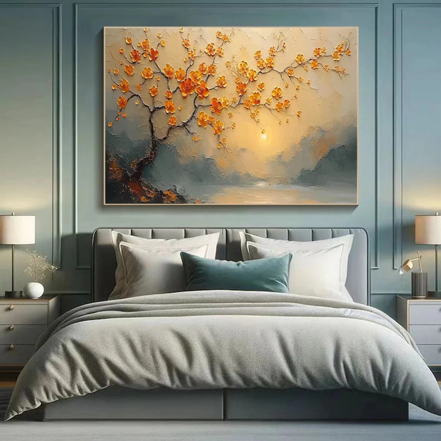 Beautiful Flower and Tree Landscape Painting #FT195 - Perfect for Home Decor, Office Wall Art, and Gift Ideas