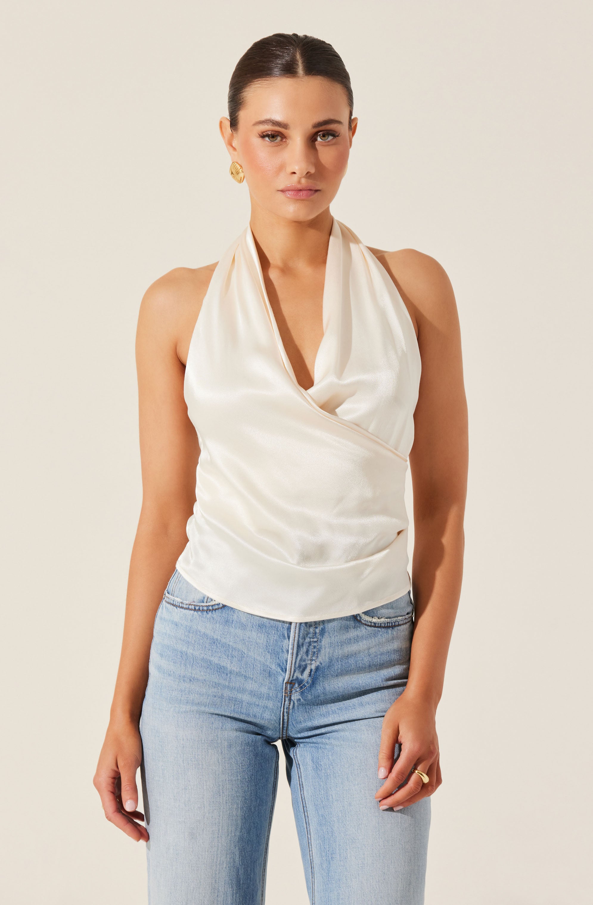Stylish Draped Crossover Halter Top for Women - Summer Fashion, Beachwear, and Casual Outfits