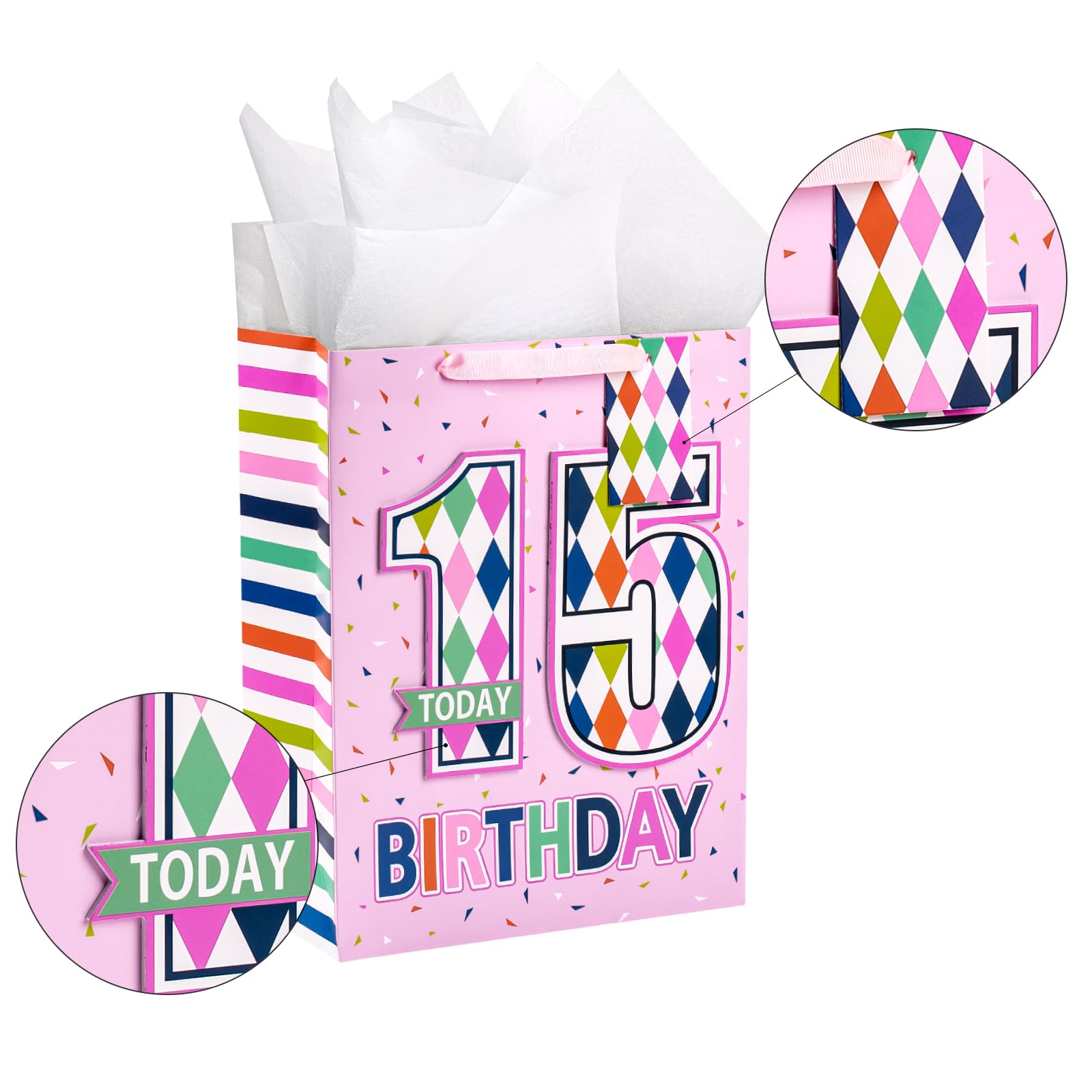Pink Birthday Gift Bag with Card for Girls - Party Favors & Gifts