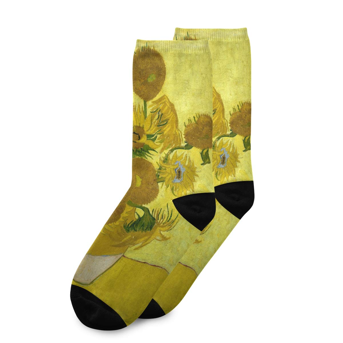 ALAZA Unisex Vintage Van Gogh Sunflowers Crew Socks - Comfortable Casual Novelty Socks for Women & Men | Perfect for Art Lovers, Daily Wear & Gift Giving