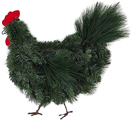 Farmhouse Christmas Rooster Wreath - Green Chicken Wreath for Front Door, Wall & Window Decor - Perfect for Halloween, Thanksgiving & Xmas - Indoor/Outdoor Holiday Decorations - Ideal for Farmhouse, Country Style Homes & Festival Celebrations