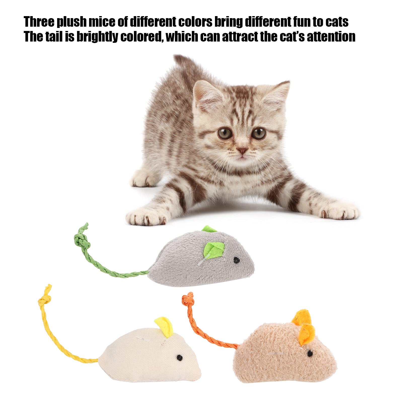 Tnfeeon 3Pcs Cat Toys Set - Realistic Plush Mice with Catnip, Chirping Sound & Chewable Design for Indoor Cats - Interactive Play & Exercise Toys for Kittens & Adult Cats (Perfect for Playtime, Training & Bonding)