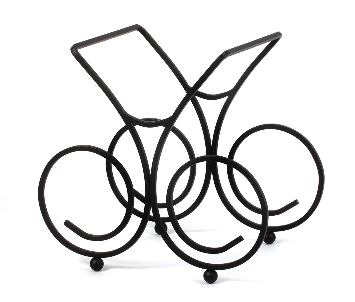 Spectrum Diversified 3-Bottle Wine Rack - Sturdy Steel Wire Countertop Wine Holder for Standard & Jumbo Bottles | Black Bar & Kitchen Storage (Model 48010) | Perfect for Home Bars, Kitchens & Entertaining Spaces