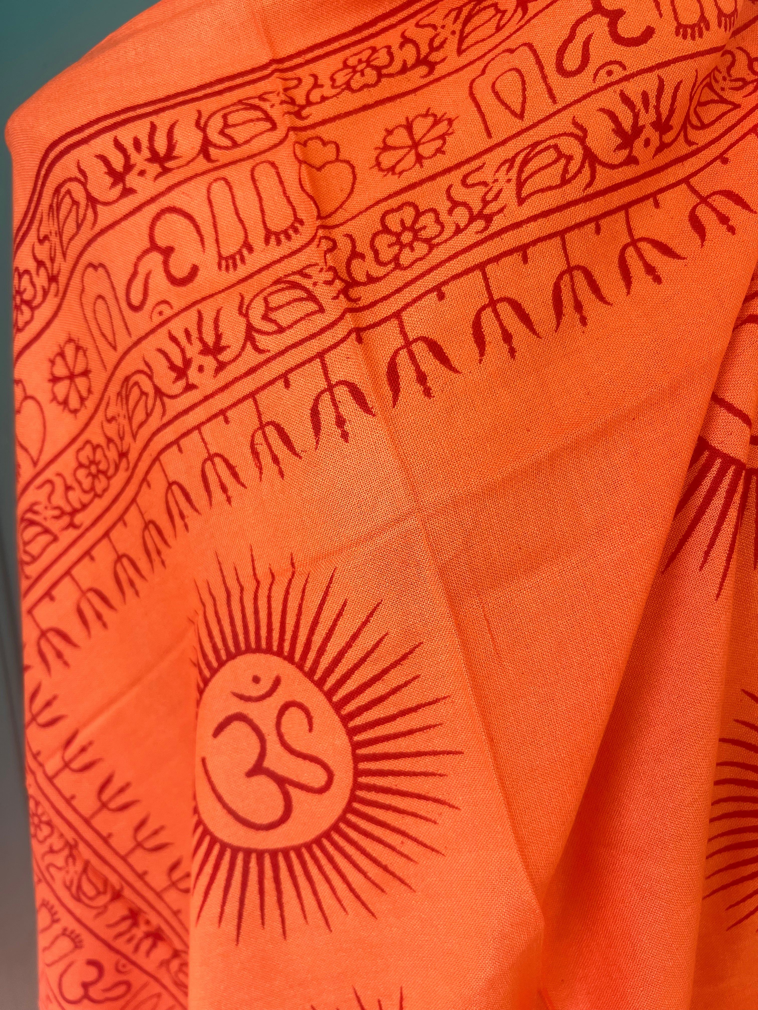 Large Orange Sarong Pareo from India - Perfect for Beach, Pool, and Summer Fashion