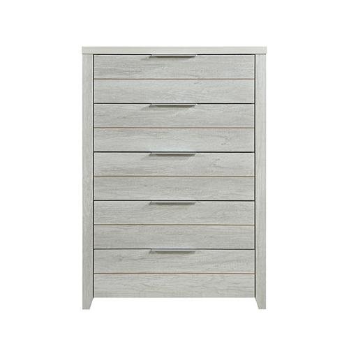 Cielo White Tallboy Dresser - 5-Drawer Bedroom Storage Cabinet in Ash Finish | Perfect for Bedroom Organization, Closet Storage & Home Decor