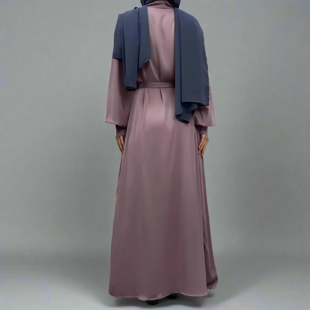 Elegant Muslim Women's Open Abaya Dress with Pockets - Classic Daily Wear for Prayer, Work & Social Occasions