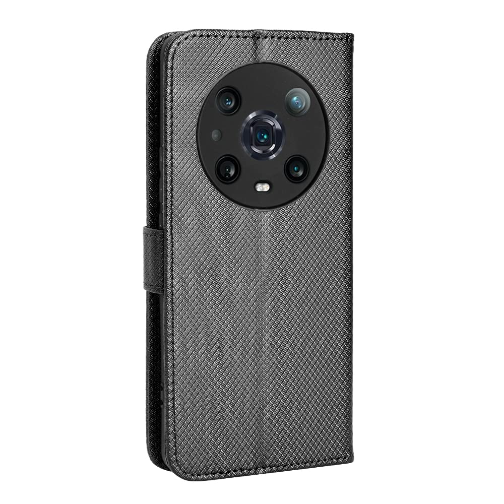 Premium PU Leather Flip Cover Case for Honor Magic 4 Pro (LGE-AN10) - Black | Slim Protective Phone Case with Card Slots | Perfect for Business & Everyday Use