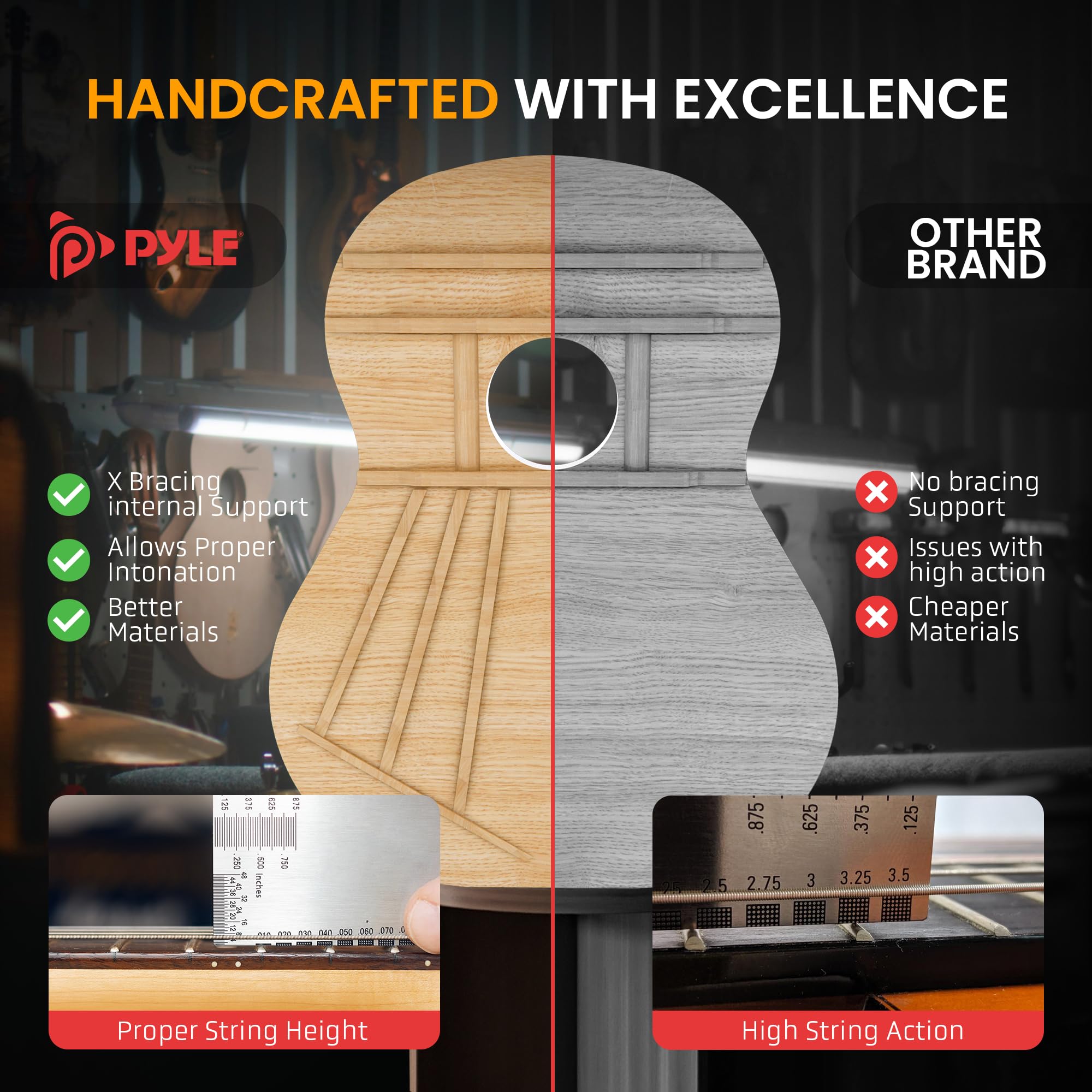 Pyle Cutaway Acoustic Electric Guitar and Amp Kit - Full Size 4/4 Spruce Wood Body with 10W Amplifier, Gig Bag, Strap, Extra Steel Strings, Picks & Cable - Perfect for Beginners & Adult Musicians - Ideal for Home Practice, Live Performances & Music Lessons (Natural Finish)