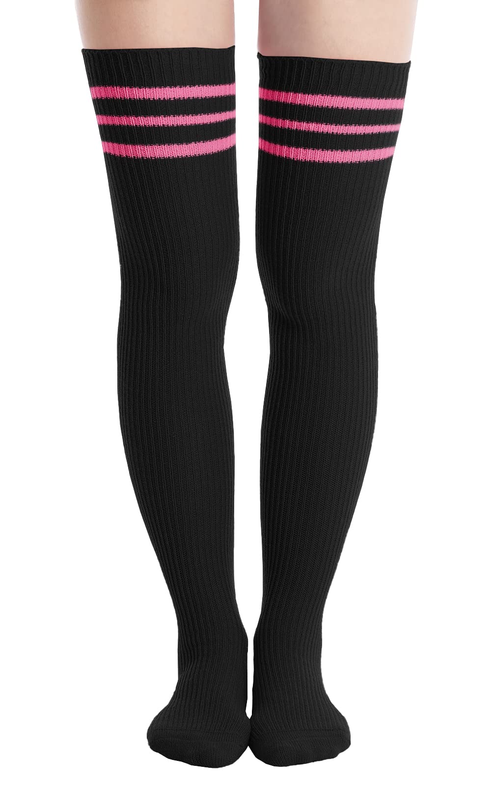 Abodhu Women's Thigh High Socks - Striped Over Knee Stockings for Women | Warm Knit Long Socks for Cosplay, Casual Wear & Winter Outfits