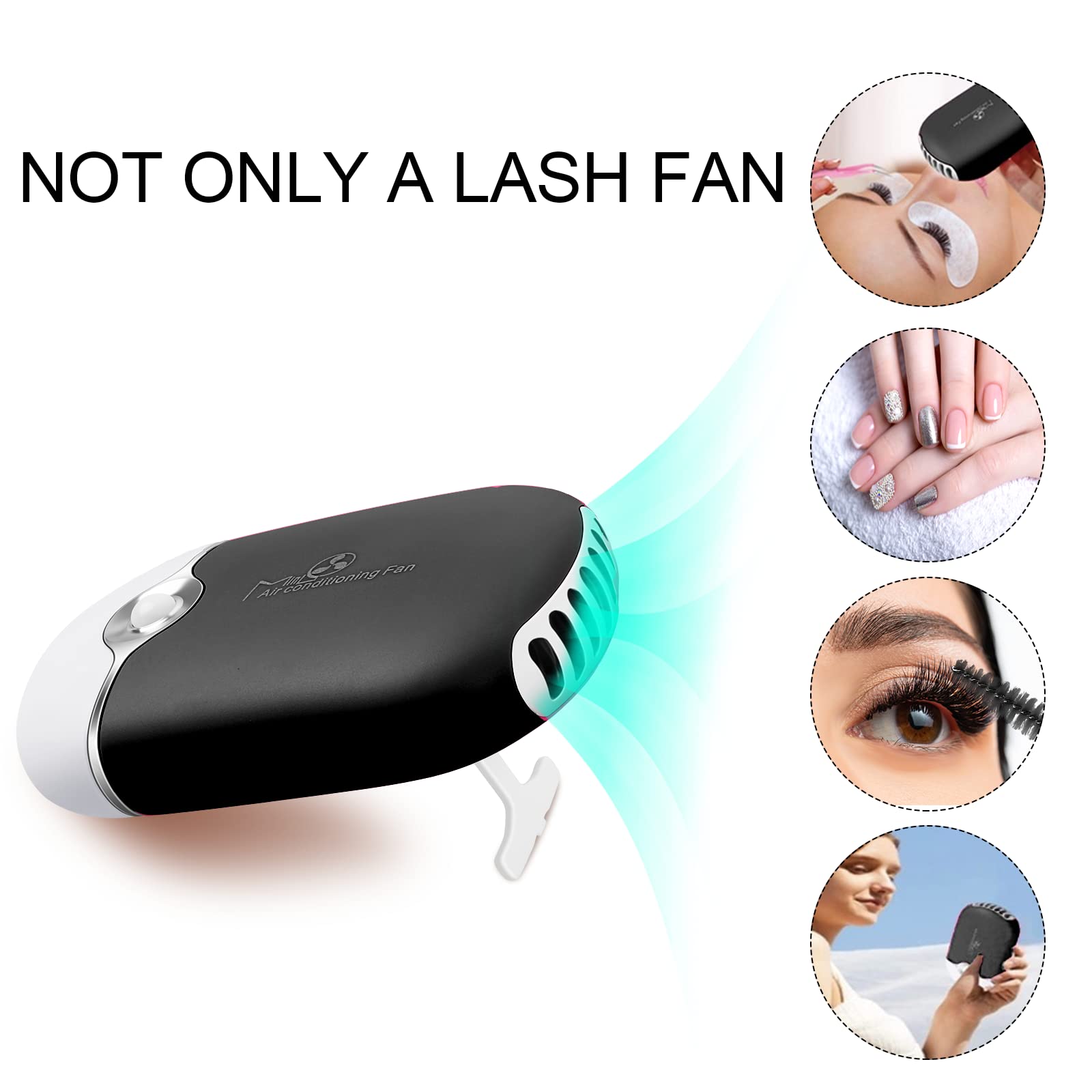 105 Pcs Lash Fan Kit - USB Rechargeable Handheld Fan for Makeup & Facial Care