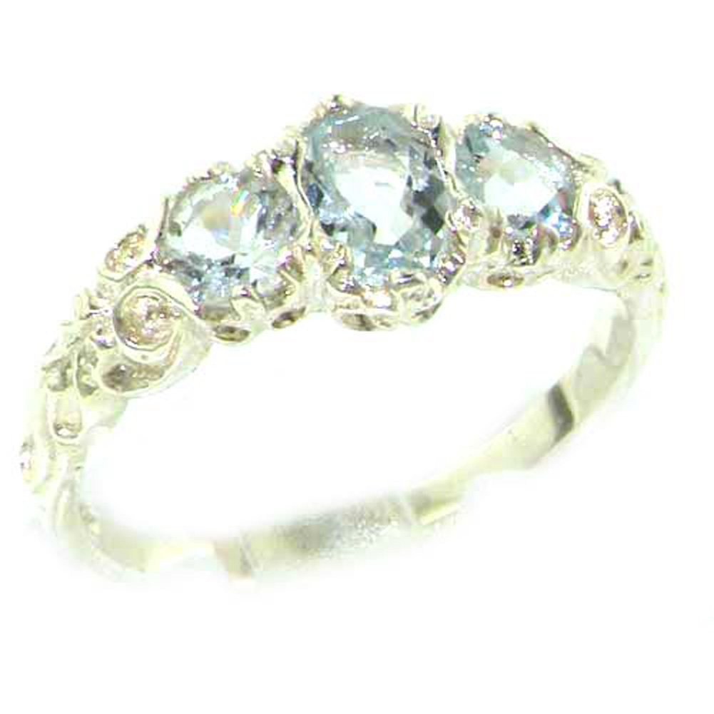 925 Sterling Silver Genuine Aquamarine Women's Anniversary Ring - Size 8 | Elegant Gift for Wife, Girlfriend, Mother's Day, Birthday & Special Occasions