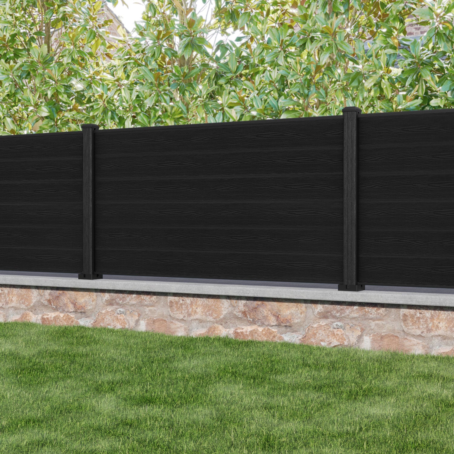 Classic Black Composite Fence Panel with Durable Posts - Perfect for Backyard Privacy, Garden Borders & Property Security