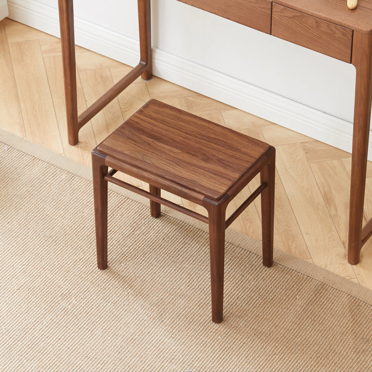 Solid Black Walnut Wood Makeup Stool - Durable & Stylish Vanity Seat for Bedroom, Bathroom, or Dressing Room