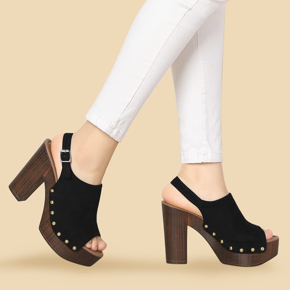 Allegra K Women's Chunky Heel Open Toe Slingback Platform Sandals - Comfortable Summer Dressy Shoes for Weddings, Parties & Date Nights