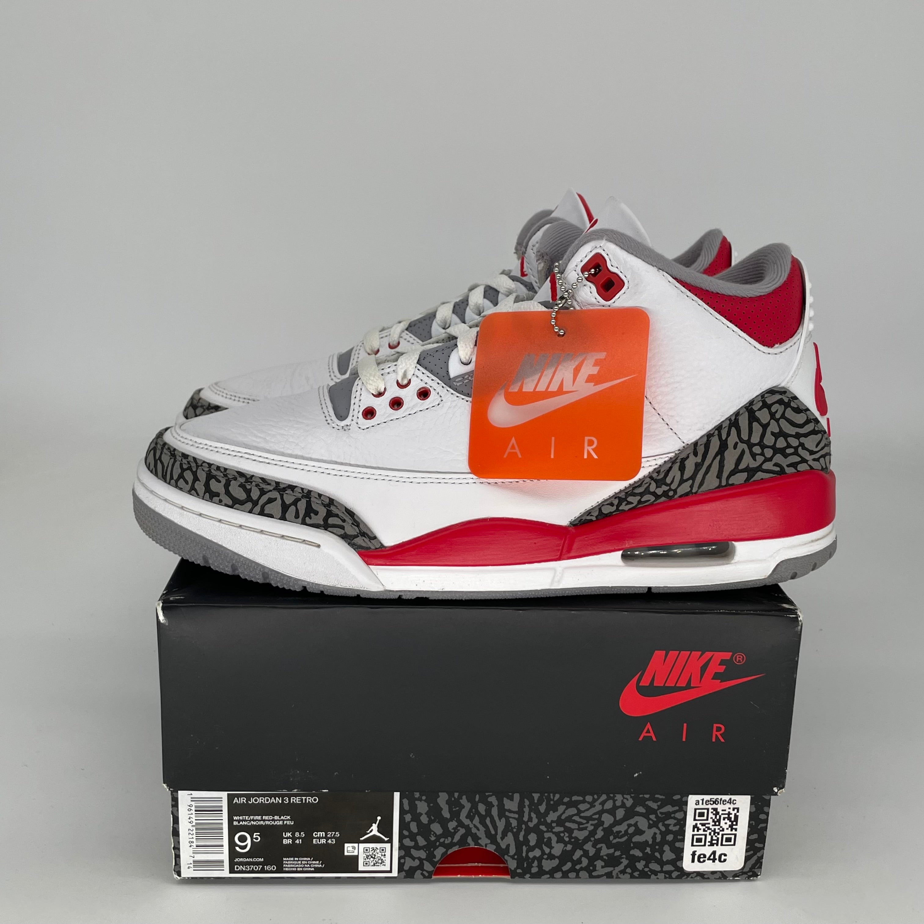 Air Jordan 3 Fire Red Men's Basketball Shoes Size 9.5 DN3707-160 - Retro Sneakers for Casual Wear, Street Style & Sneaker Collectors