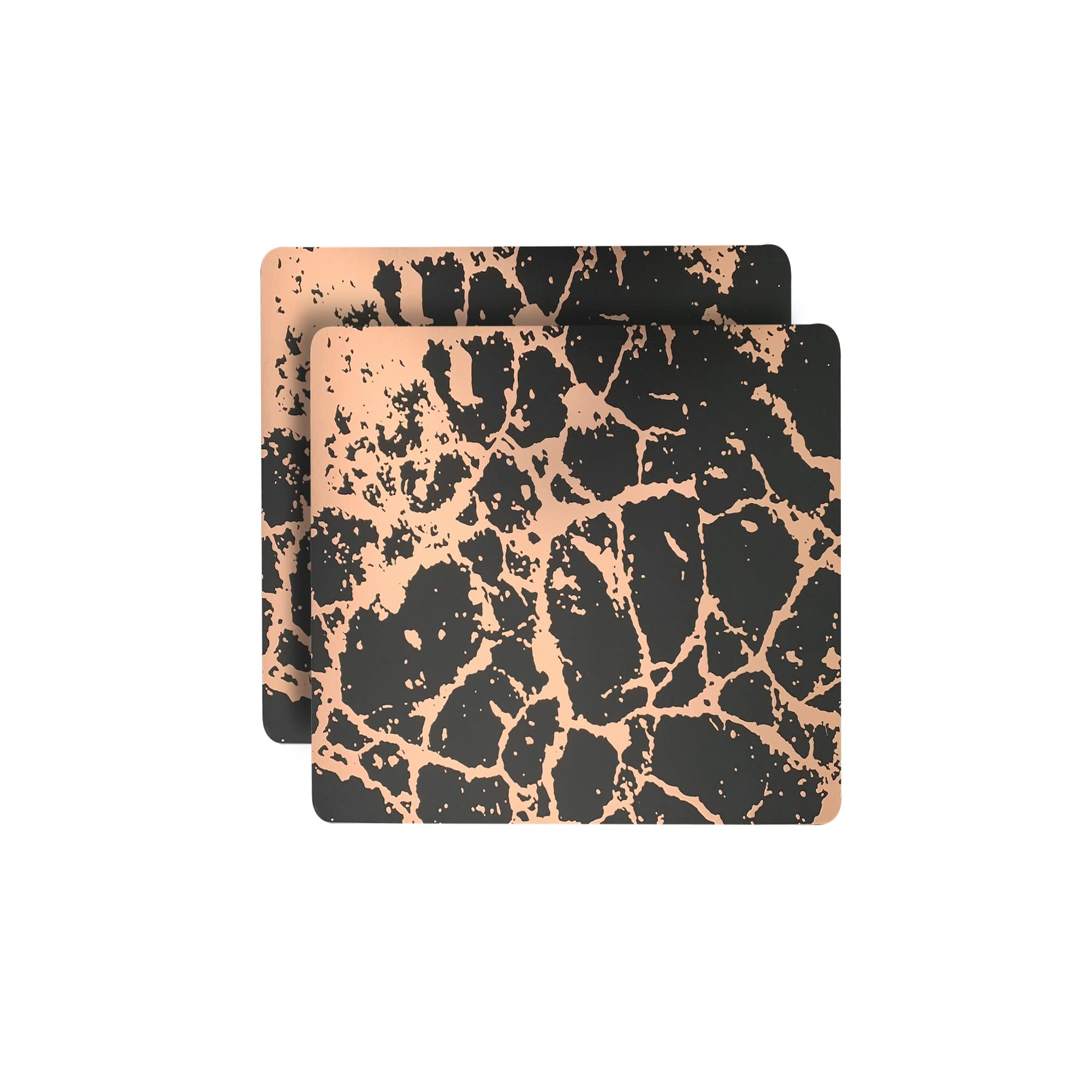 Elegant Black & Rose Gold Marble Cork Placemats Set of 2 - 15